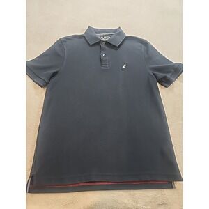 Nautica Men's Classic Fit Navy Performance Deck Short Sleeve Polo Shirt Small‎